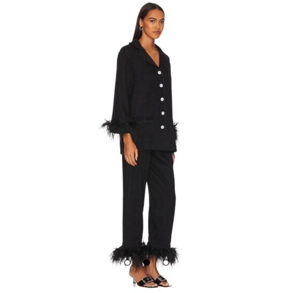 NWT Sleeper Party Pajama 2 pc. Set With Detachable Feathers Black Size M - Picture 15 of 16